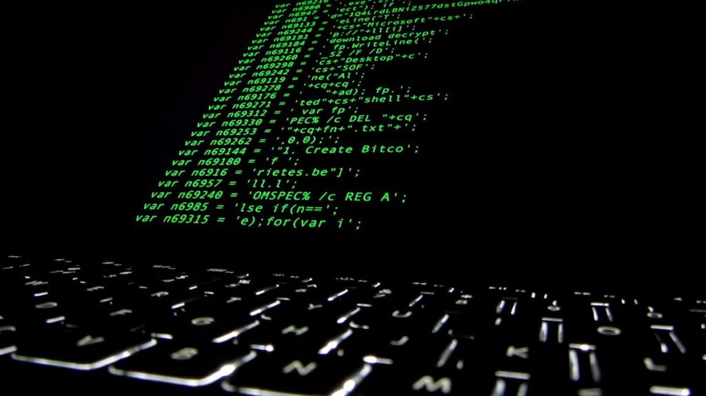 Ransomware readiness checklist concept: ransomware code displayed on a screen