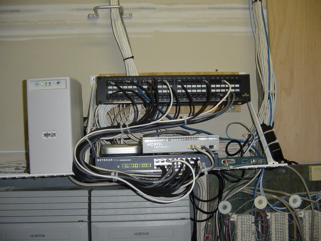 Branch office network cabinet illustrating the day-to-day SD-WAN management workload across multi-site estates